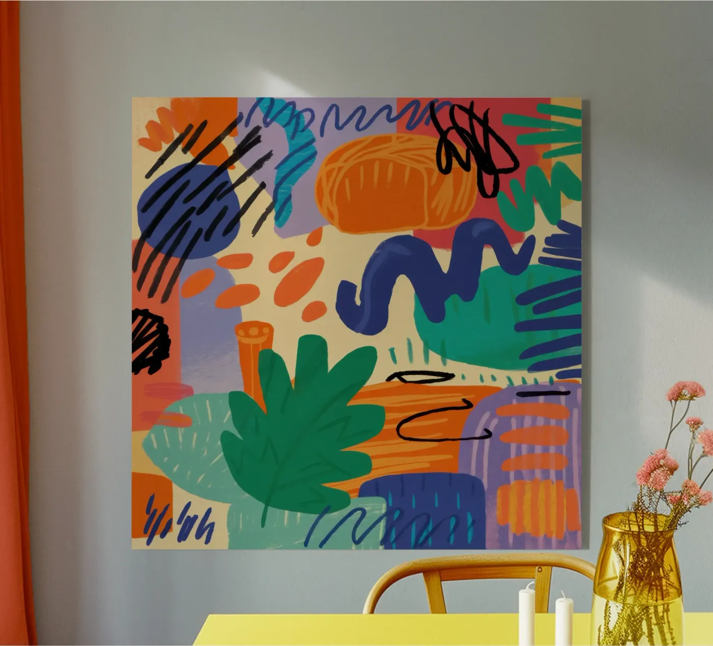 Speelse abstracte krabbels acryl van Solace Light