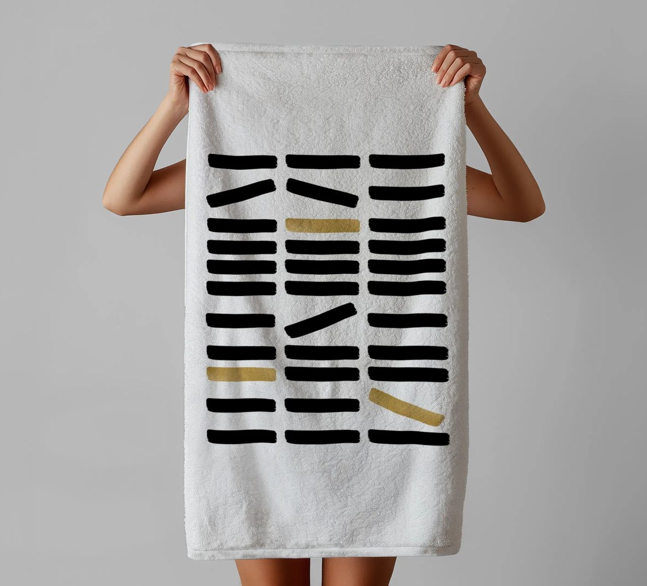 Zwart & Goud Abstract badhanddoek van Orara Studio