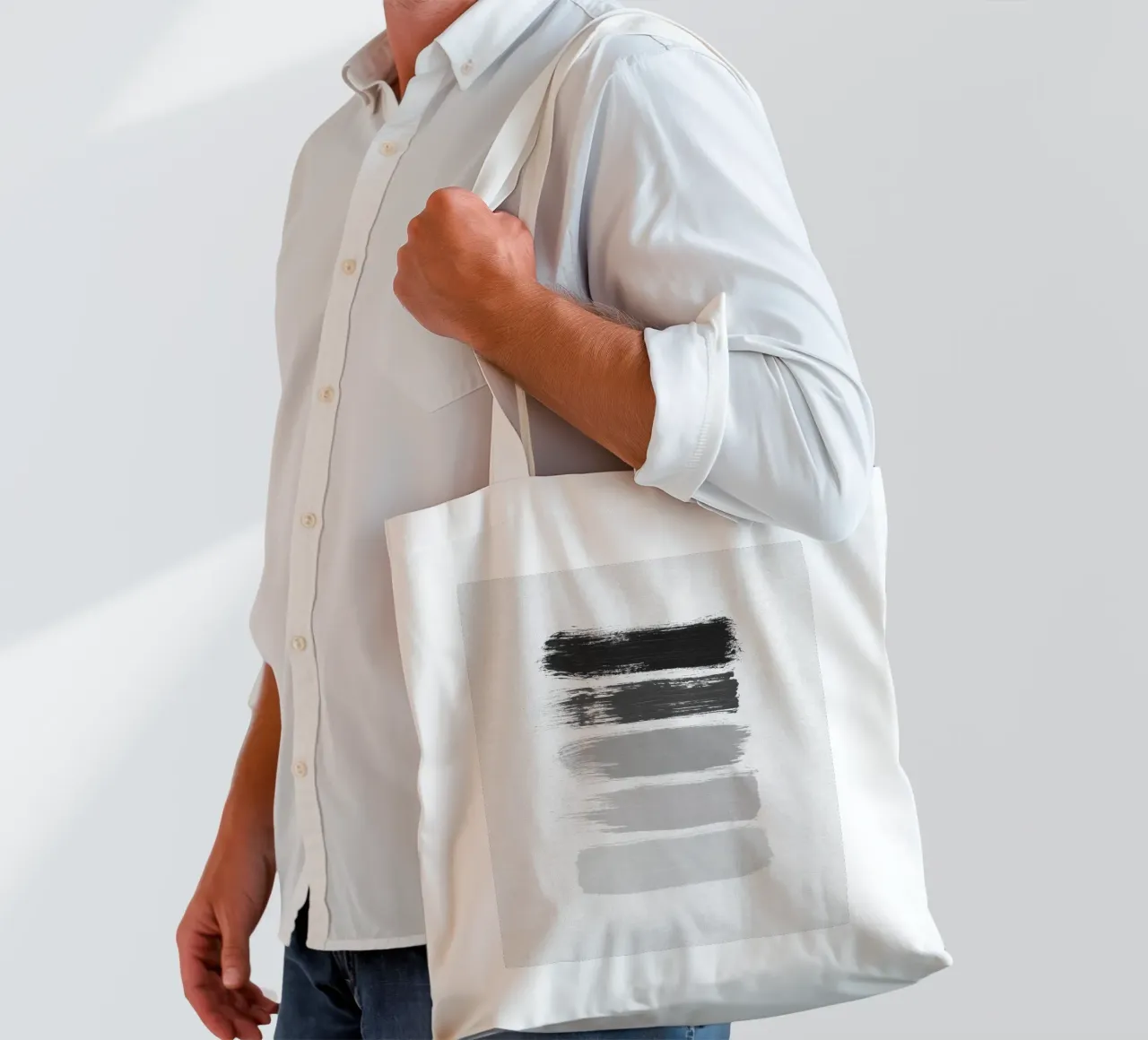 Strisce bianche e nere borsa in juta da Orara Studio