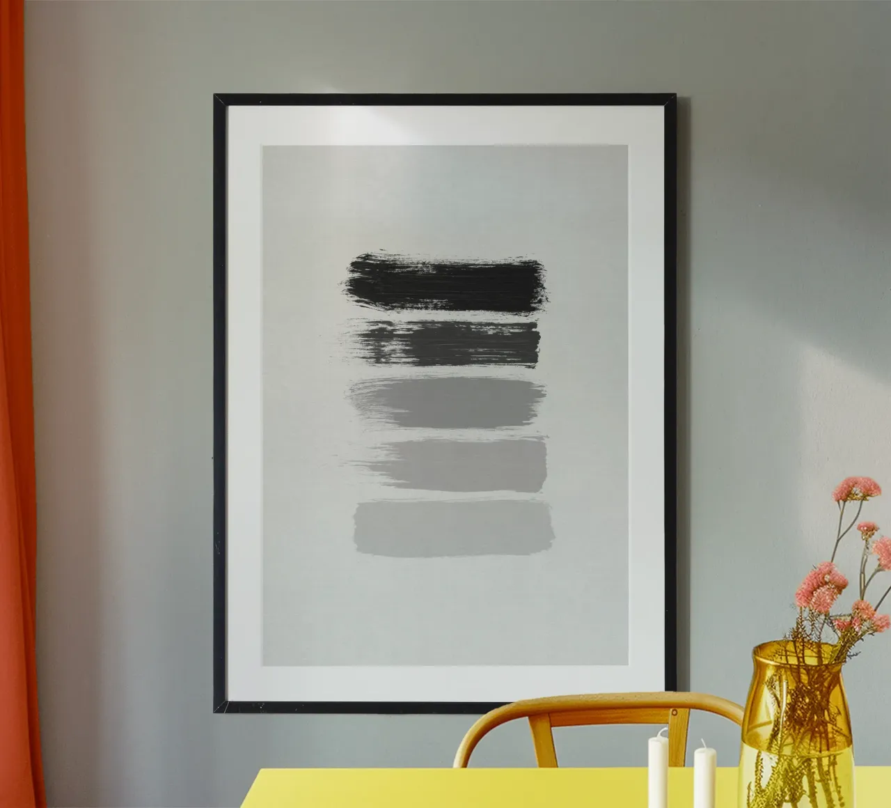 Strisce bianche e nere poster con telaio in legno da Orara Studio