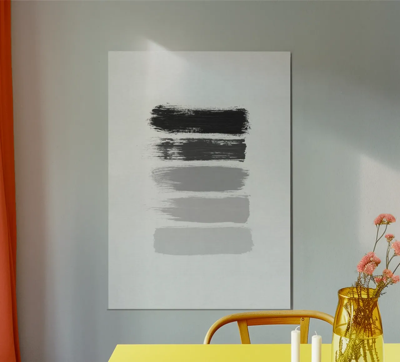 Strisce bianche e nere poster con telaio in legno da Orara Studio