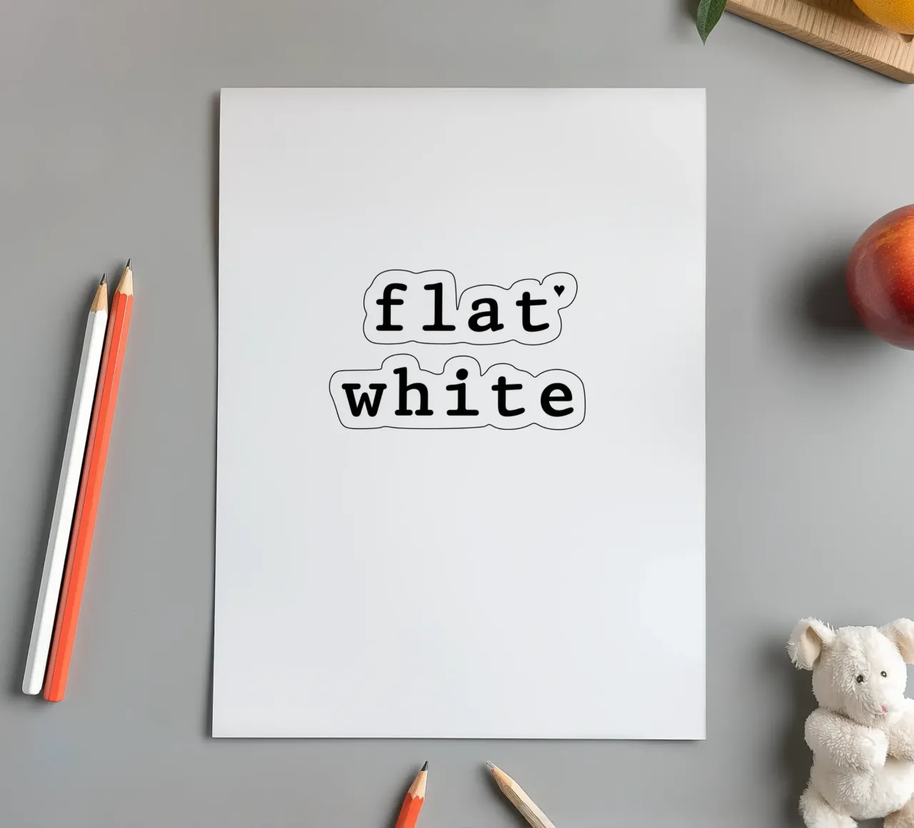 Flat white stickervel van typolover