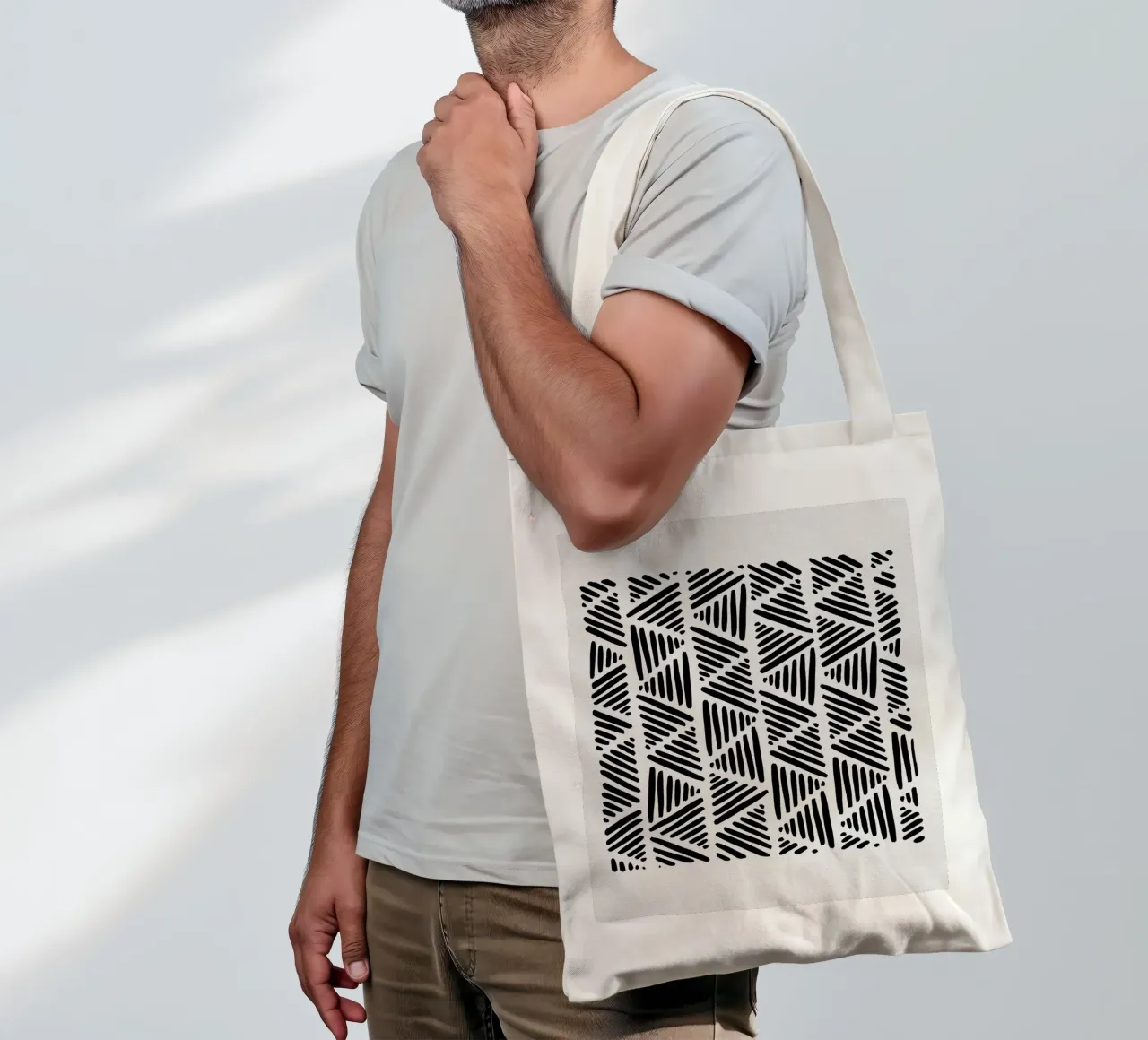 Bianco e nero astratto I borsa in juta da Orara Studio