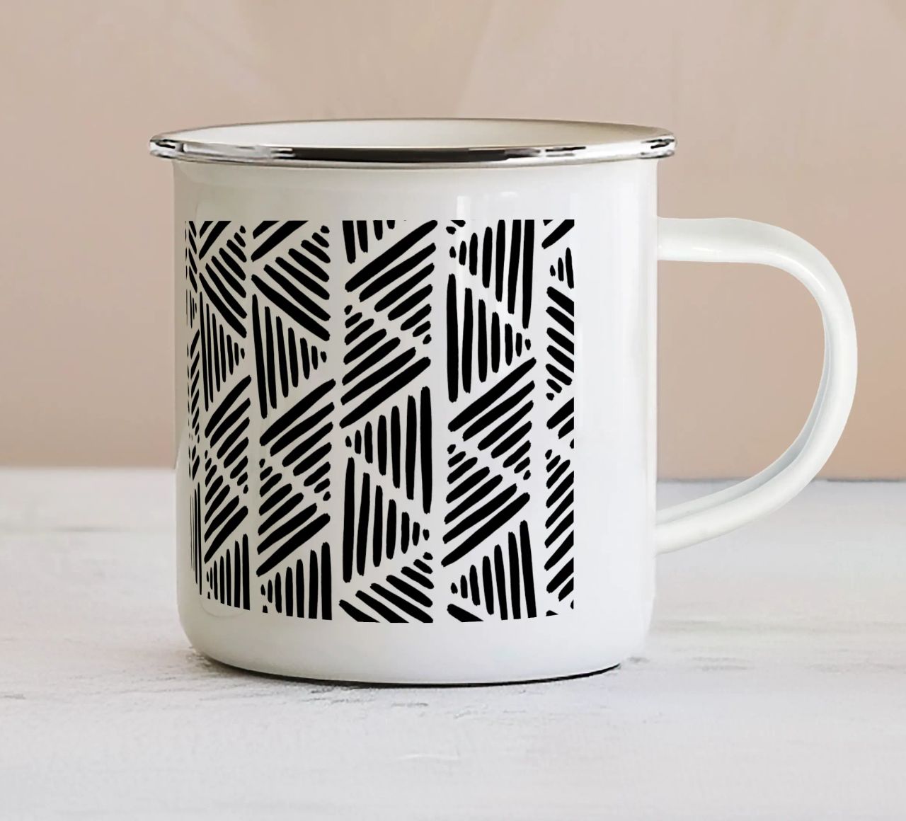 Bianco e nero astratto I tazza in smalto da Orara Studio