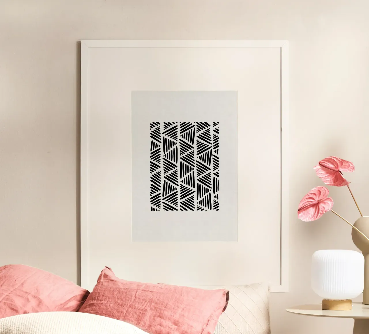 Bianco e nero astratto I poster con telaio in plastica da Orara Studio