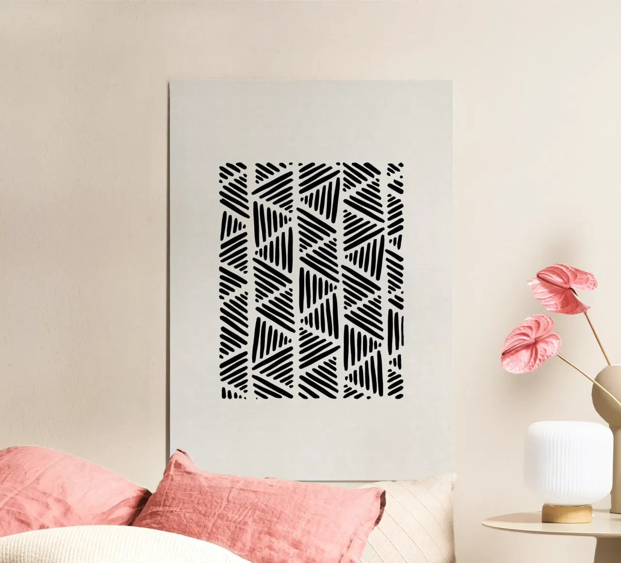 Bianco e nero astratto I poster con telaio in plastica da Orara Studio