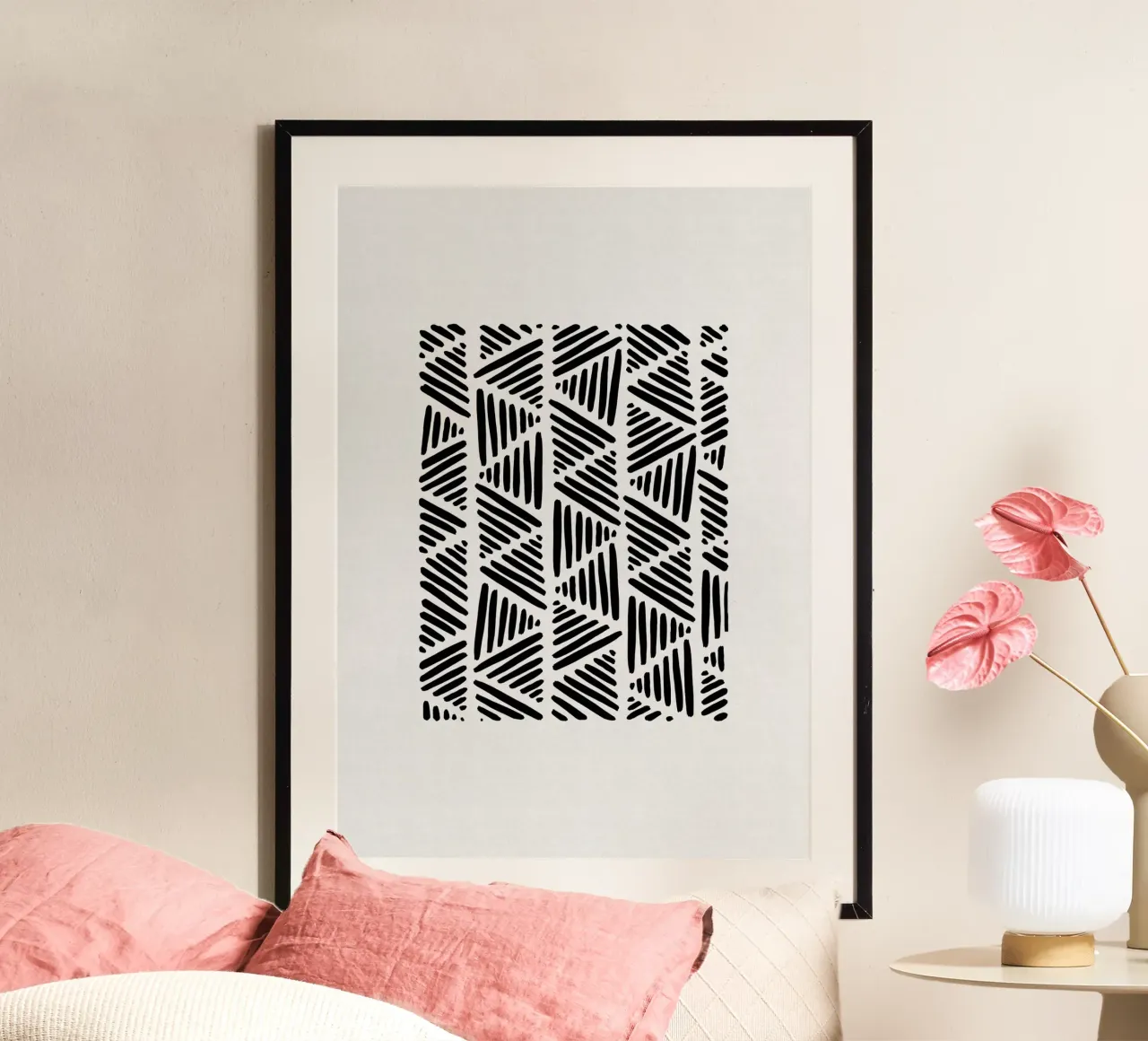 Bianco e nero astratto I poster con telaio in plastica da Orara Studio