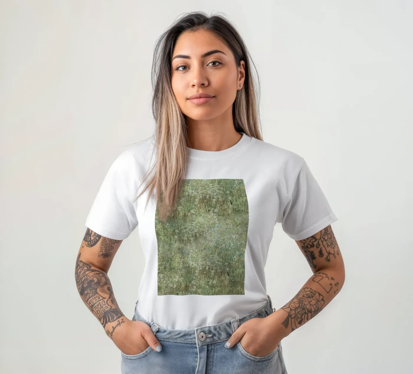 Stampa d'arte impressionista sul prato di fiori selvatici t-shirt da Vintage Posters