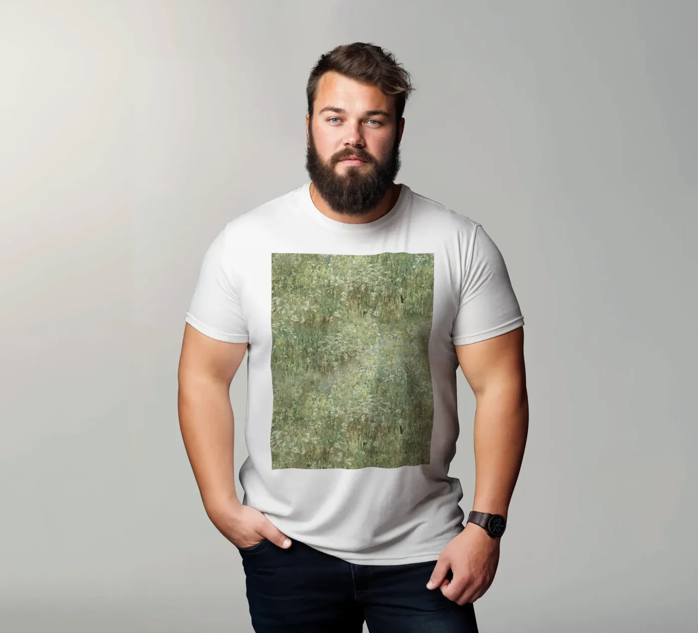 Stampa d'arte impressionista sul prato di fiori selvatici t-shirt da Vintage Posters