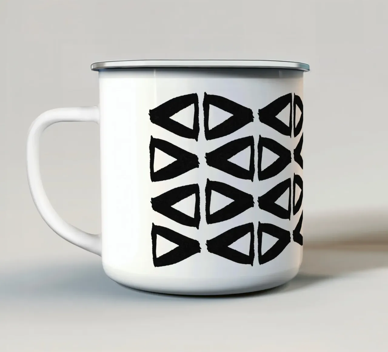 Black and White Abstract II enamel mug by Orara Studio