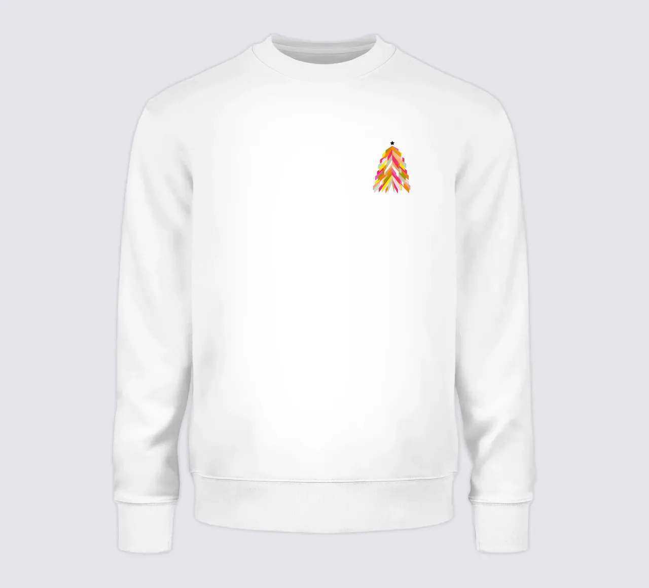 Albero di Natale retrò colorato su rosa pallido felpa da Dominique Vari Christmas