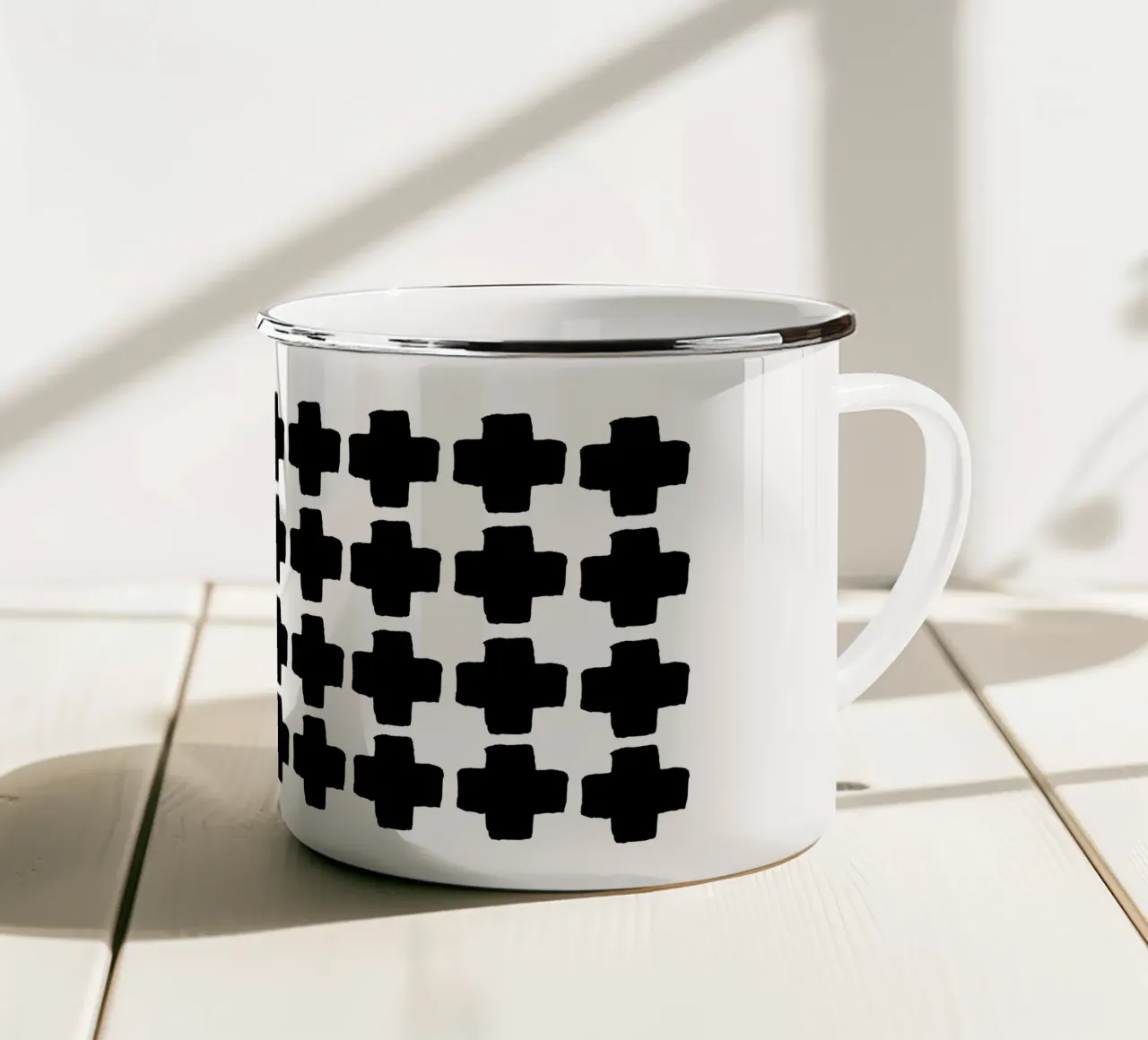 Abstracto en blanco y negro III taza de esmalte de Orara Studio
