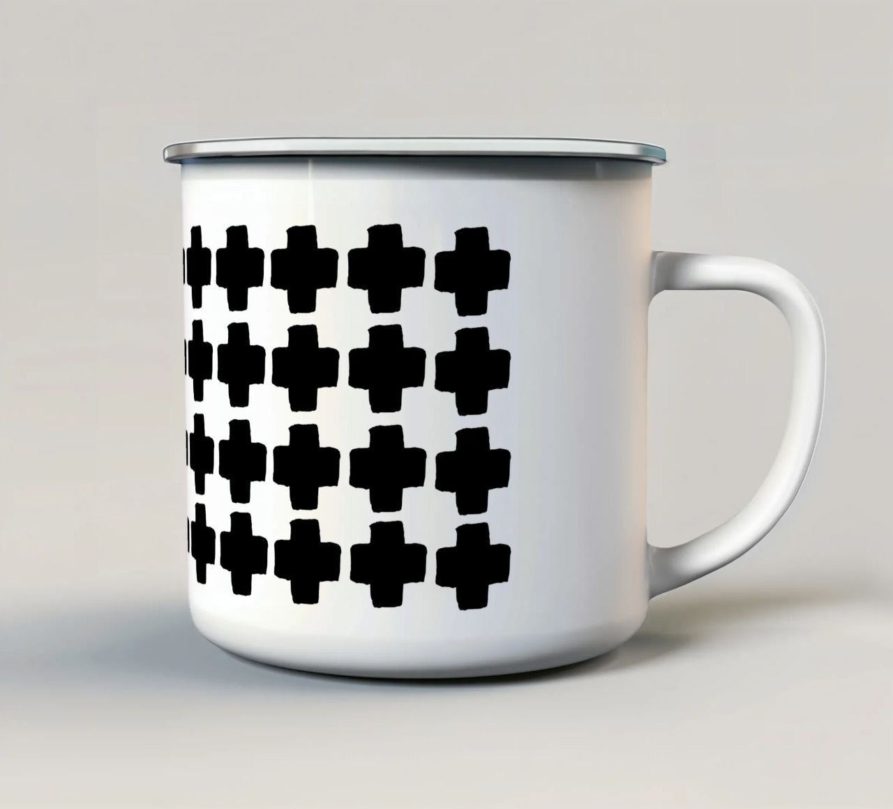 Bianco e nero astratto III tazza in smalto da Orara Studio