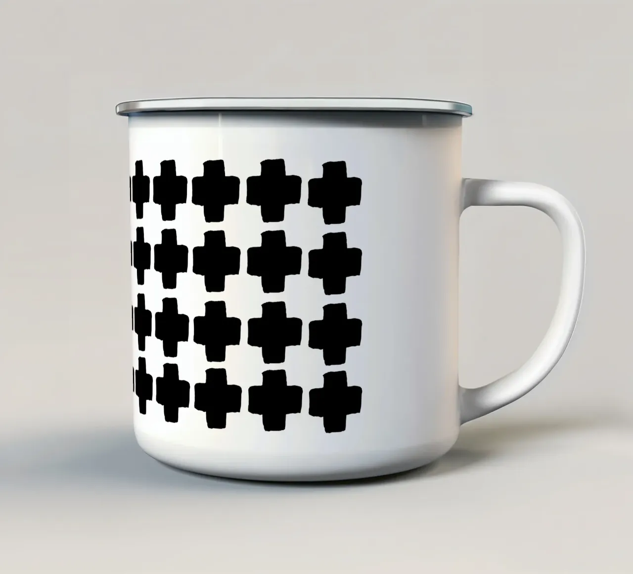 Abstracto en blanco y negro III taza de esmalte de Orara Studio