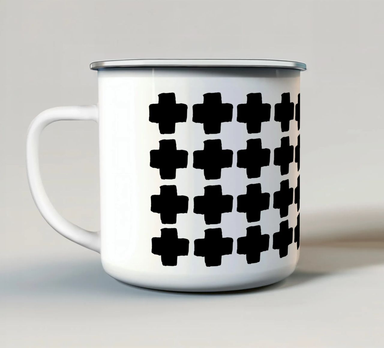 Bianco e nero astratto III tazza in smalto da Orara Studio