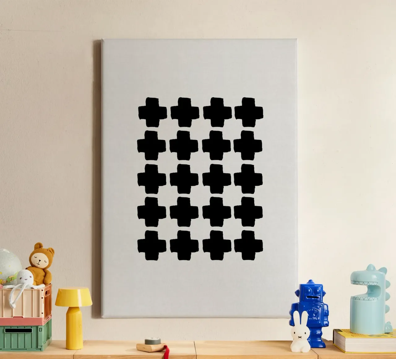 Bianco e nero astratto III tela con Cornice a cassetta da Orara Studio