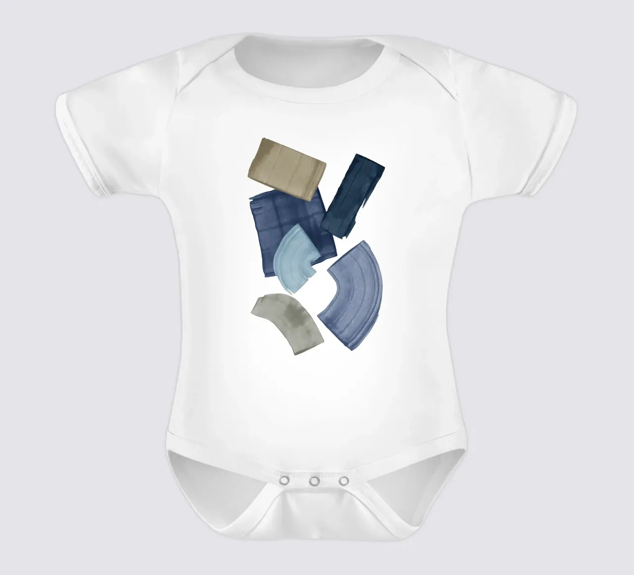 Blaue und braune Farbblöcke Kurzarm Babybody von Orara Studio