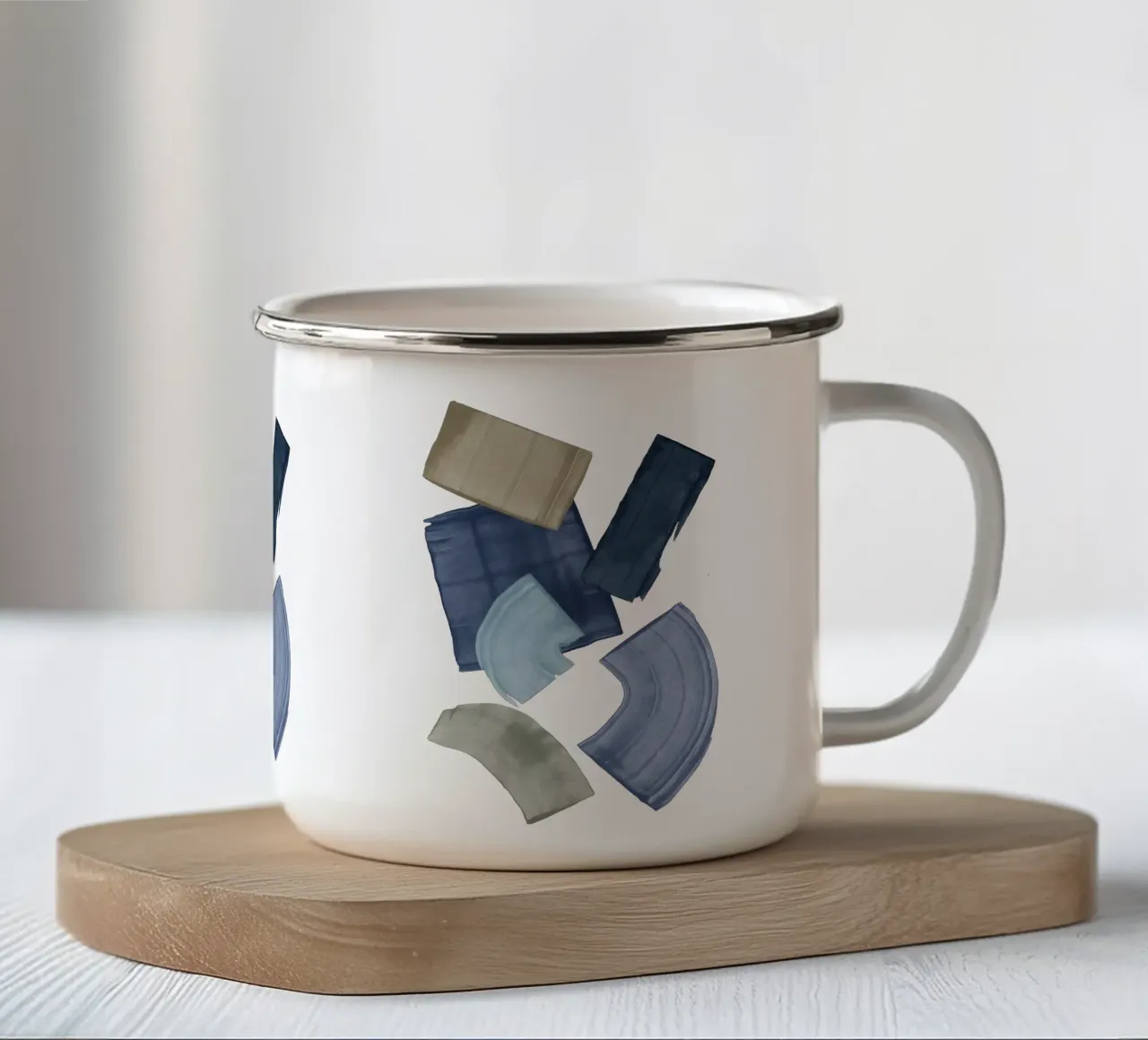 Blocchi di vernice blu e marrone tazza in smalto da Orara Studio
