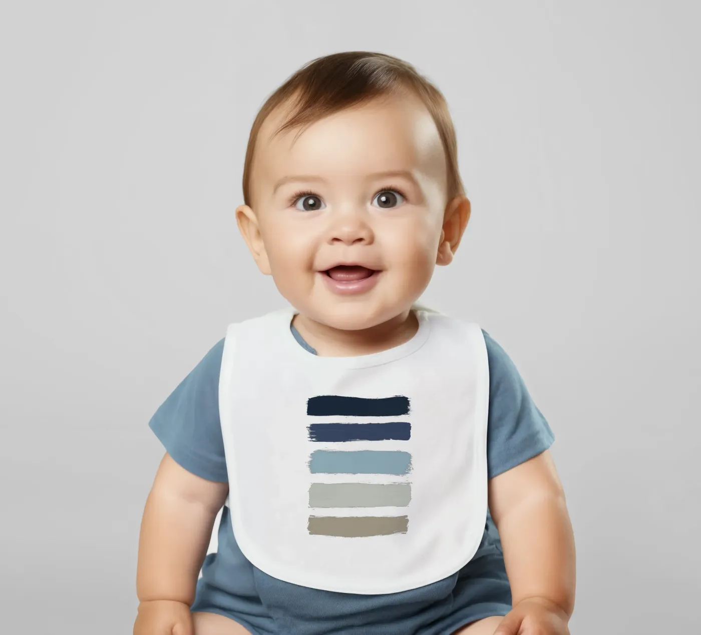 Strisce blu e grigio bavaglino da Orara Studio