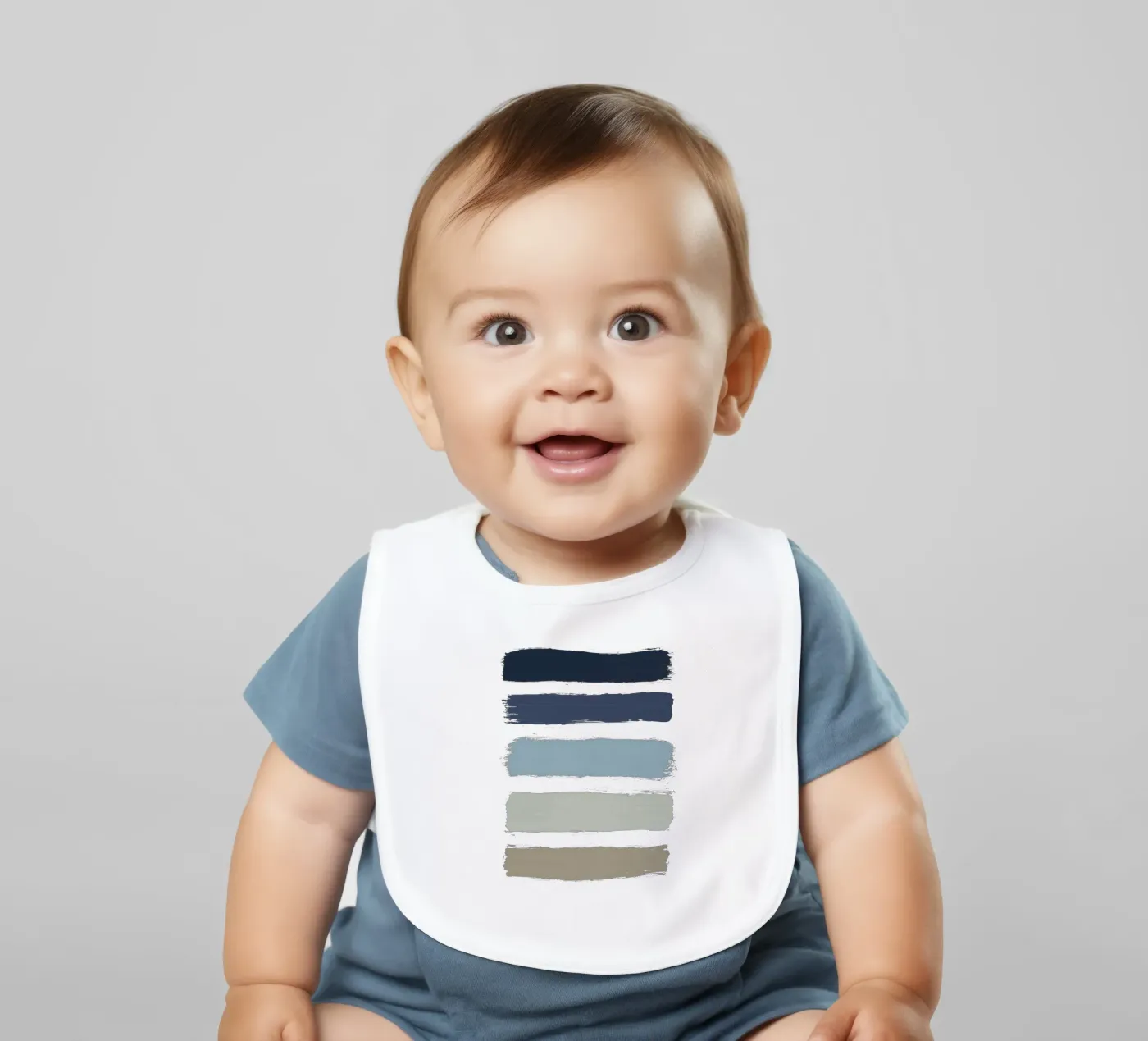 Strisce blu e grigio bavaglino da Orara Studio