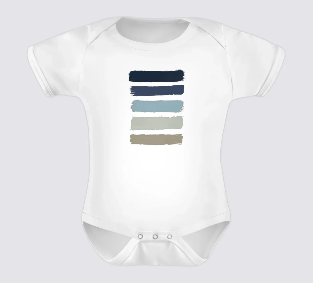 Blauw & Taupe Strepen babyrompertje korte mouwen van Orara Studio