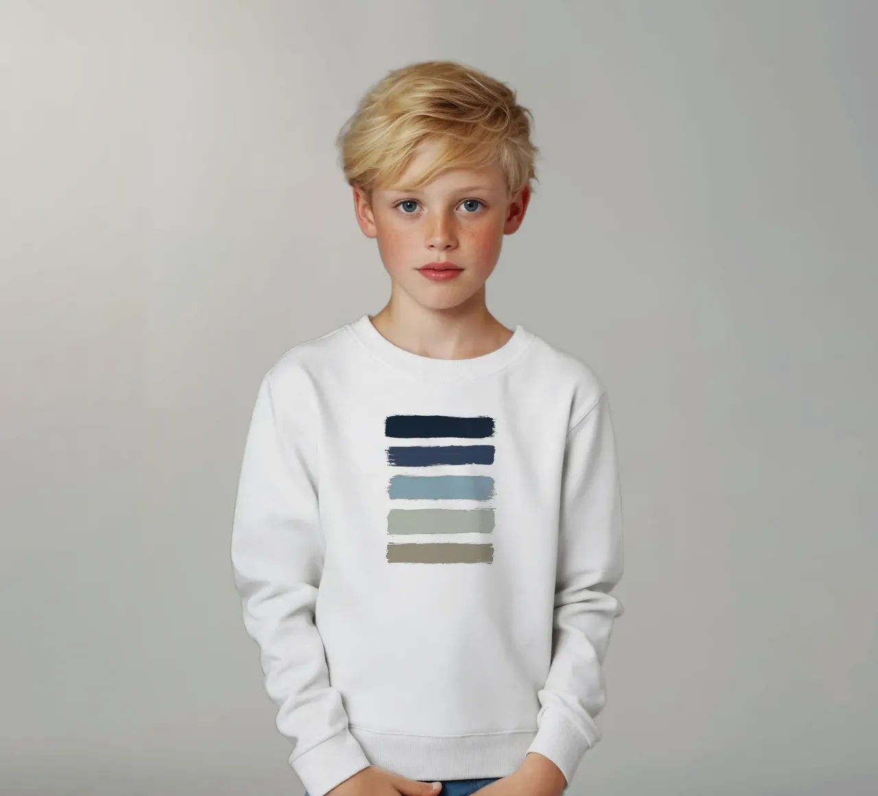 Strisce blu e grigio felpa bambino da Orara Studio