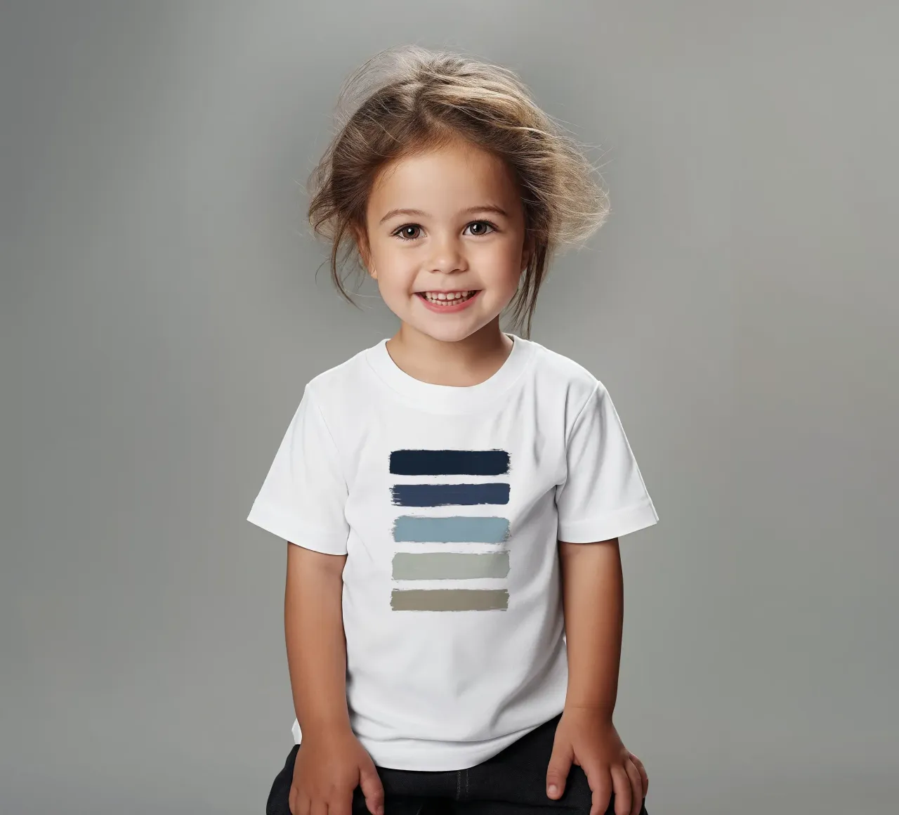 Blue & Taupe Stripes kids t-shirt by Orara Studio