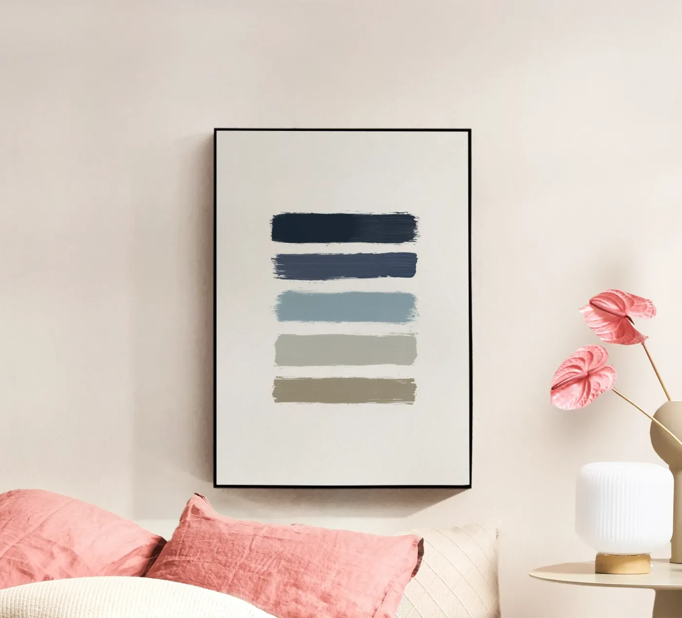 Blue & Taupe Stripes acrylic glass by Orara Studio