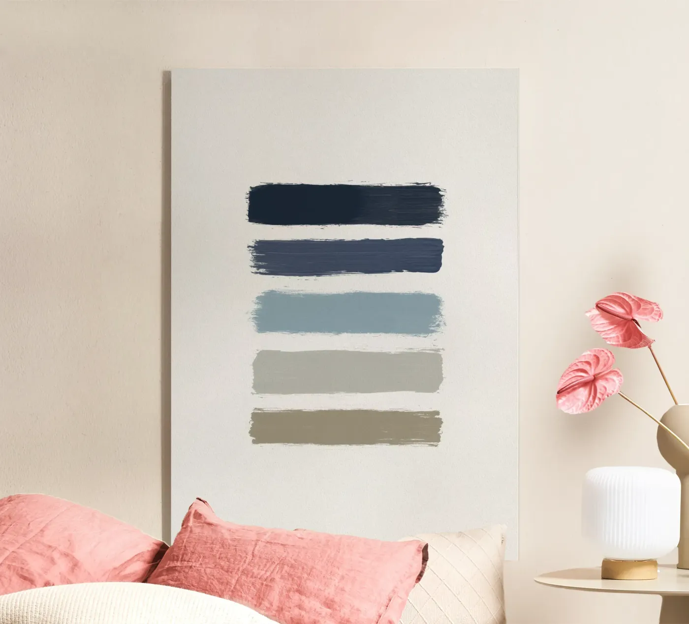 Blue & Taupe Stripes acrylic glass by Orara Studio