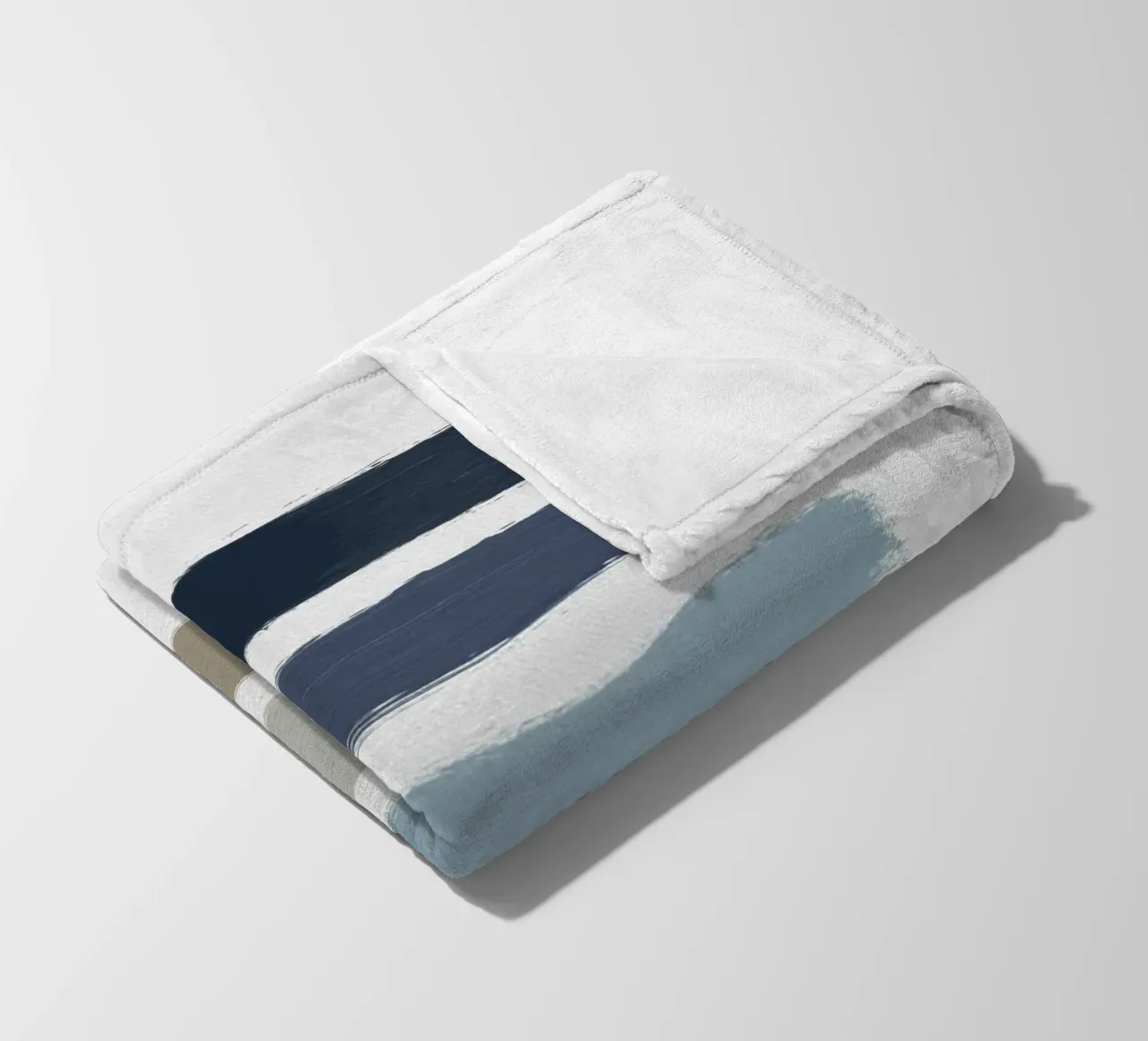 Blue & Taupe Stripes fleece blanket by Orara Studio