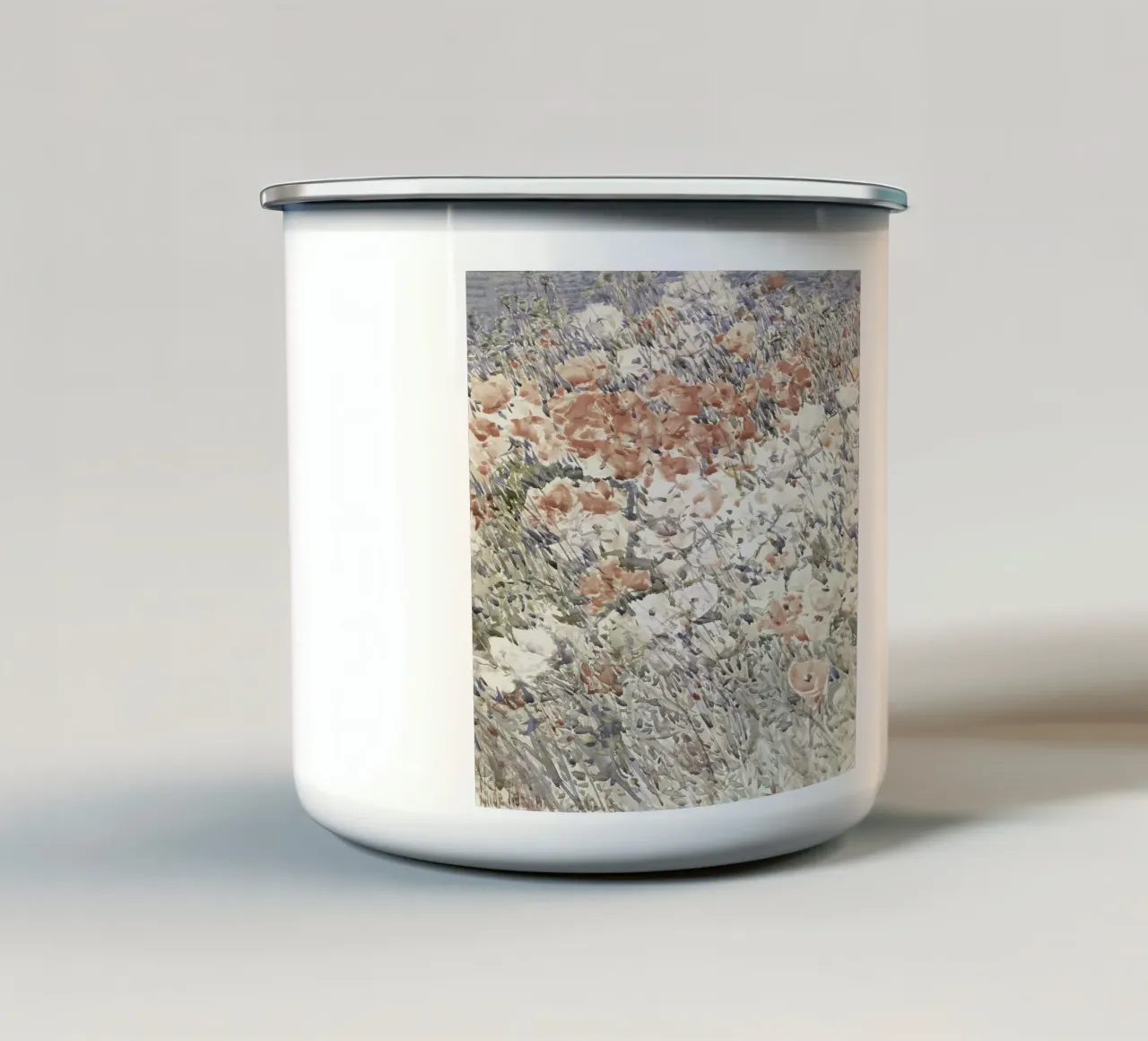 Acquerello botanico d'epoca sul campo di fiori tazza in smalto da Vintage Posters