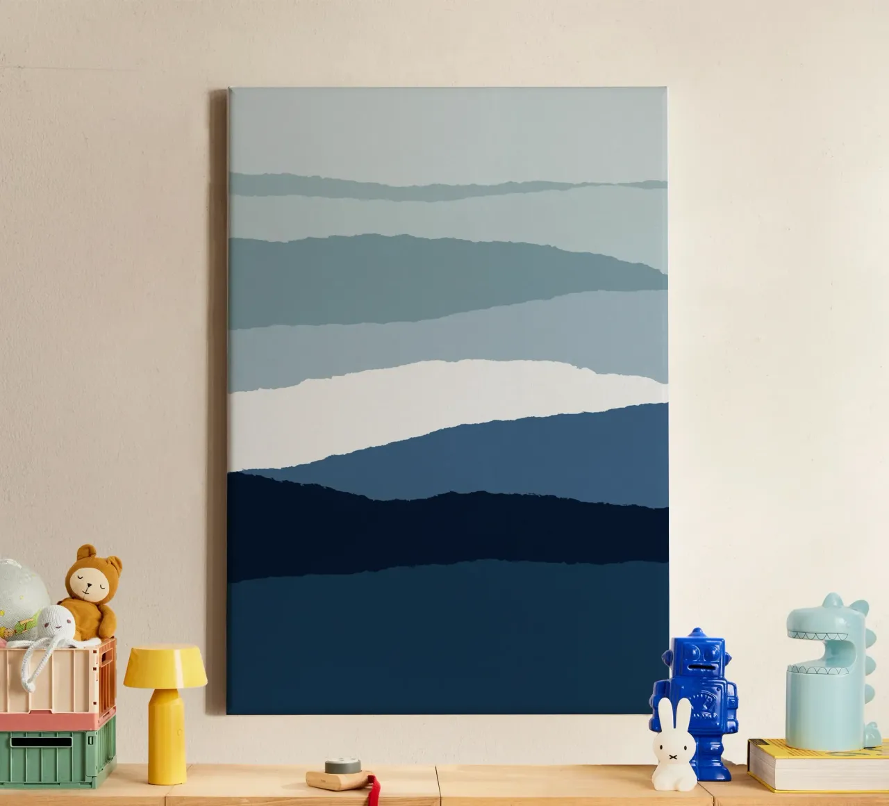 Abstrait bleu II toile avec Caisse américaine de Orara Studio