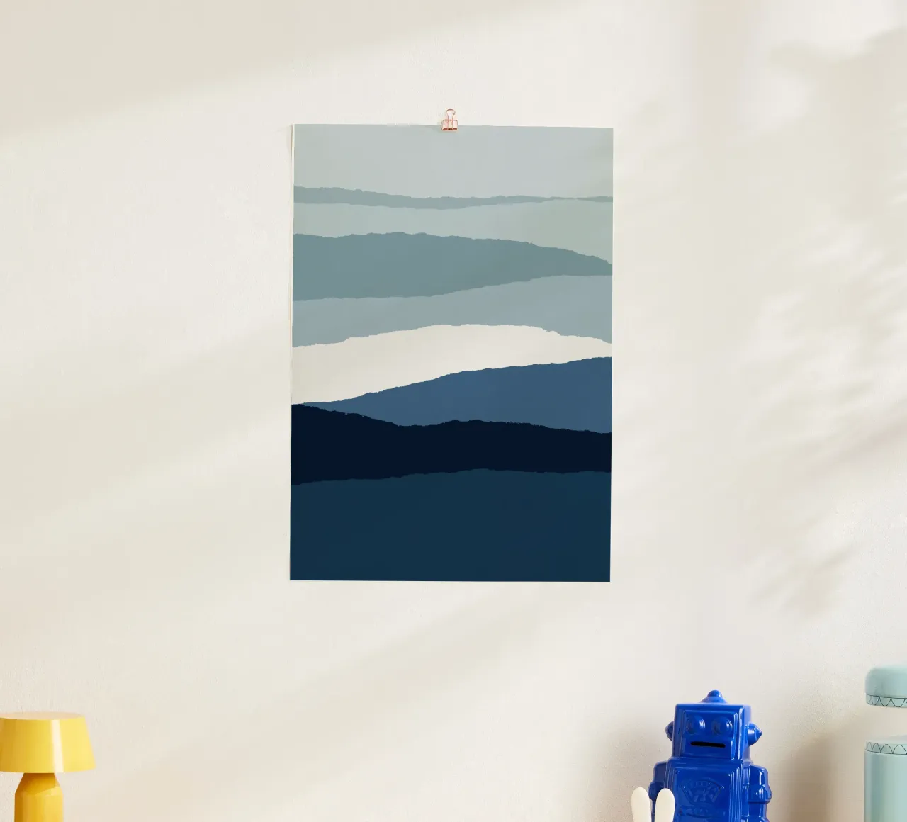 Blauw abstract II poster met aluminium frame van Orara Studio