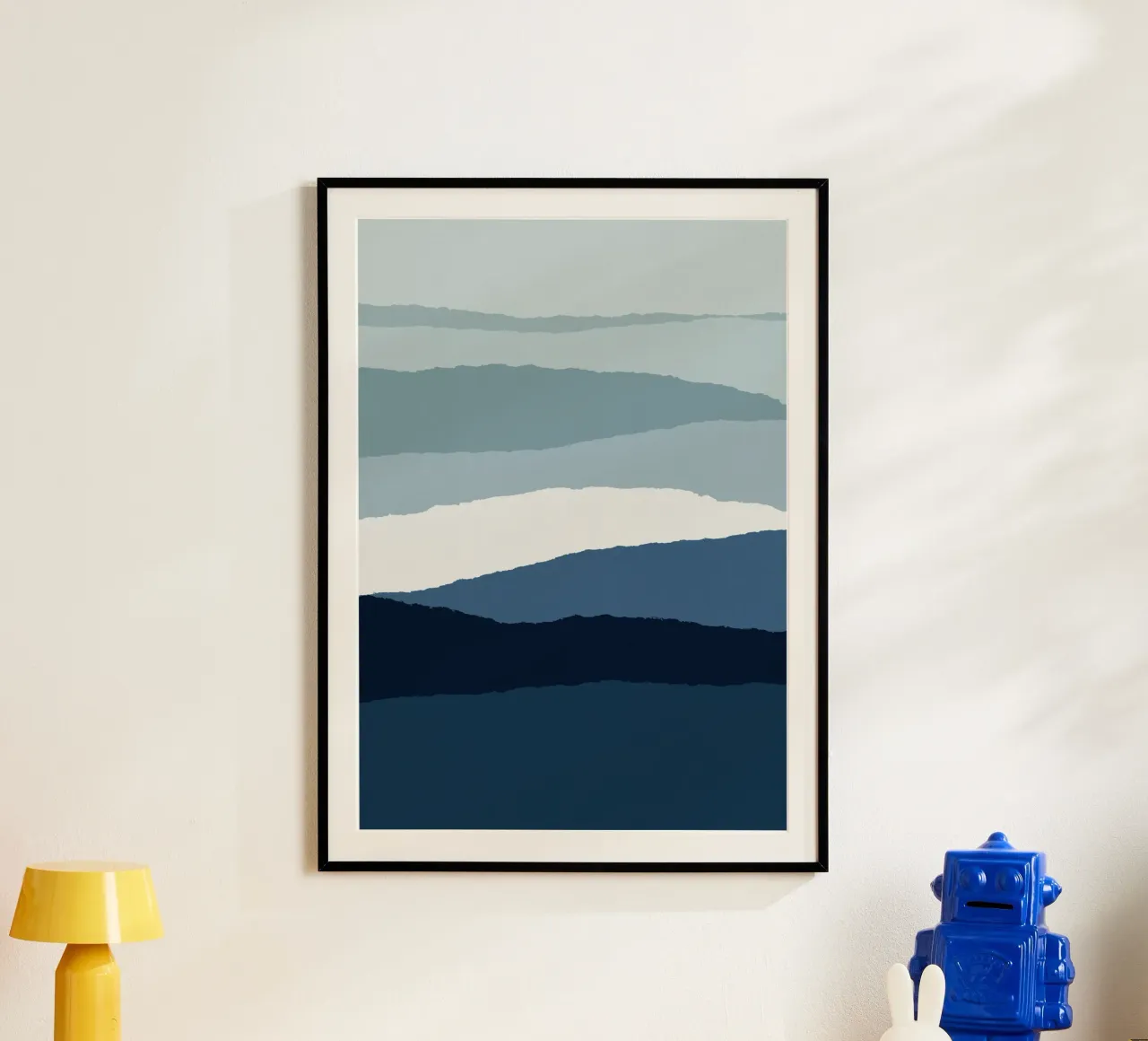 Blauw abstract II poster met aluminium frame van Orara Studio