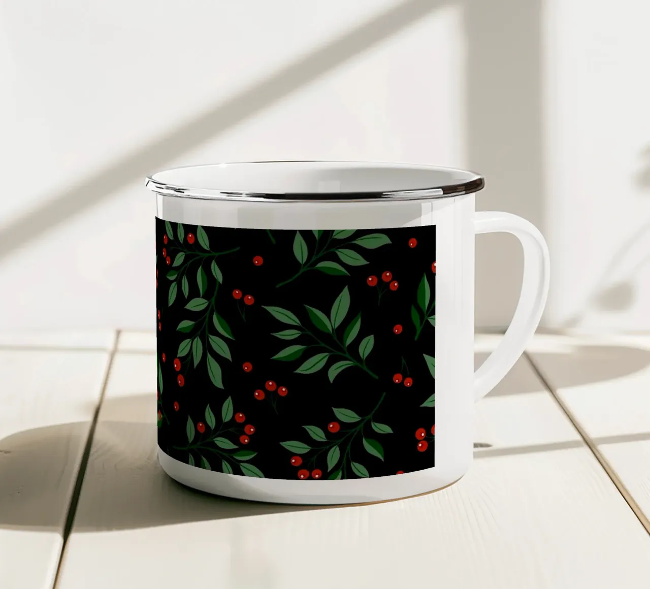 Holly Plant Pattern II tazza in smalto da Vivi Nicolin
