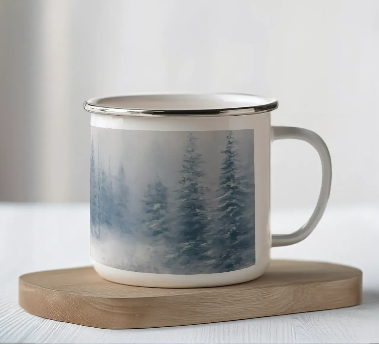 Winterpad rust - Minimal Sneeuw Artprint emaille mok van Christmas Vibes 2025