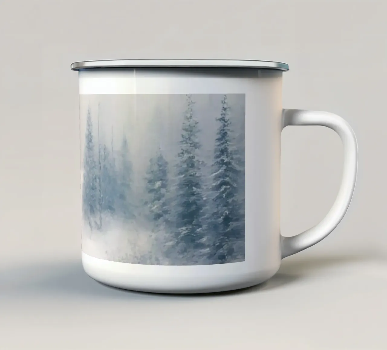 Winterpad rust - Minimal Sneeuw Artprint emaille mok van Christmas Vibes 2025