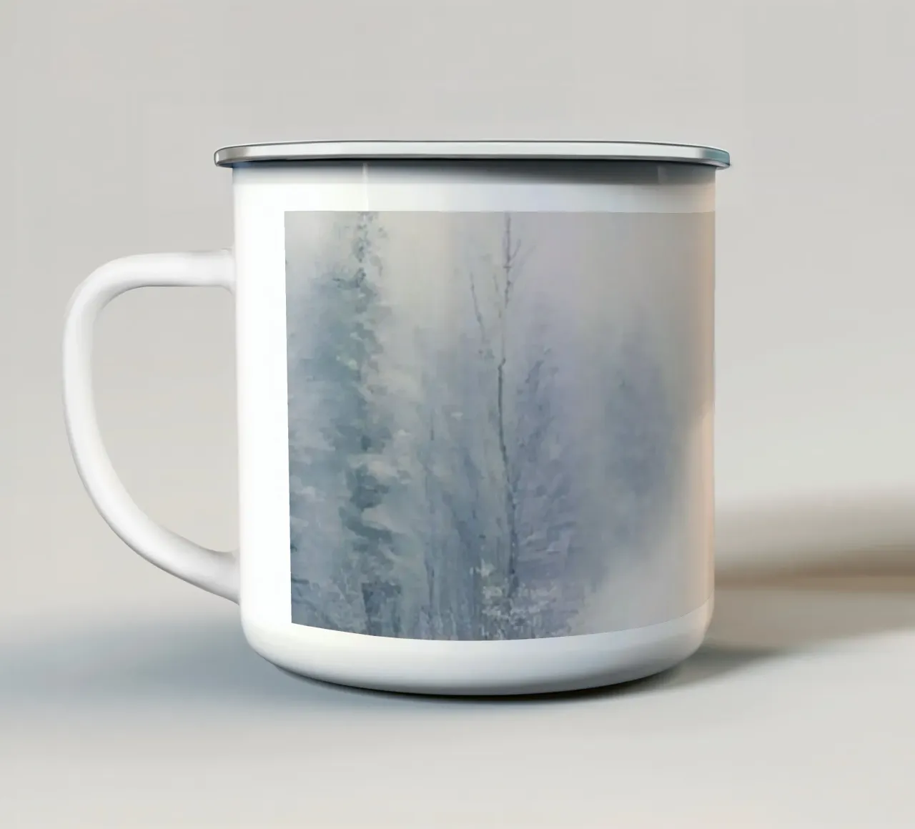 Winterpad rust - Minimal Sneeuw Artprint emaille mok van Christmas Vibes 2025