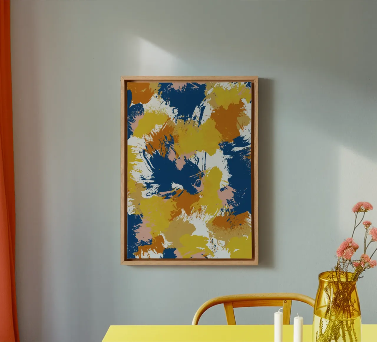 Kleurrijk abstract I canvas met Baklijst van Orara Studio