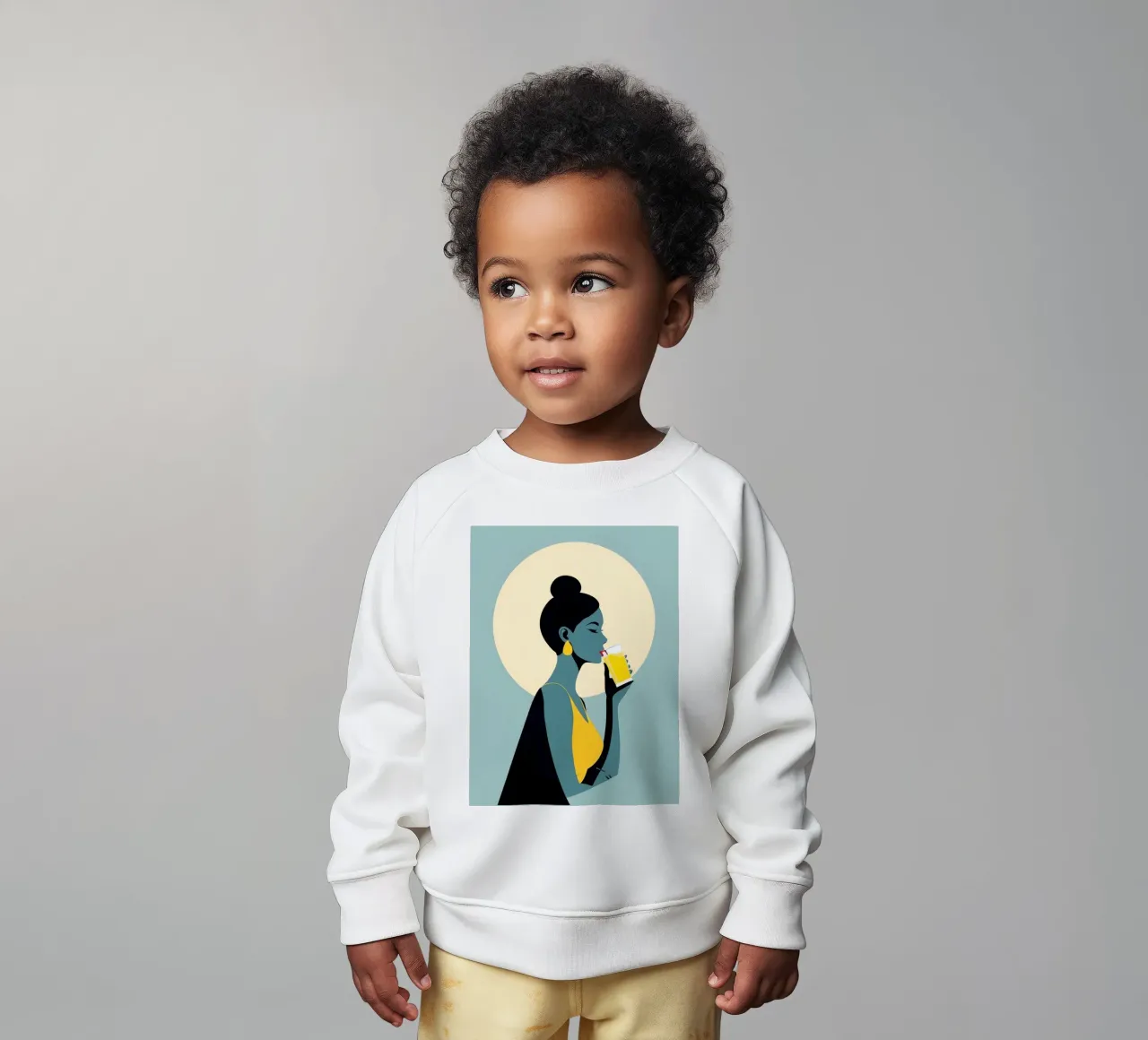 Sunlit Sip - Donna minimalista retro con limonata felpa neonato da Maison Solis