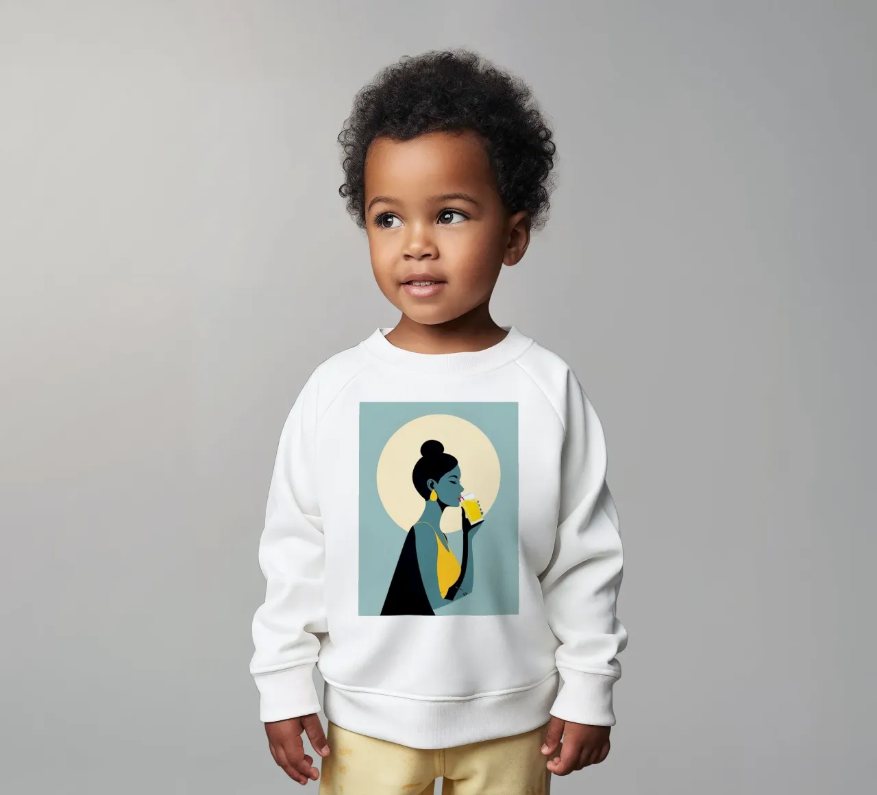 Sunlit Sip - Donna minimalista retro con limonata felpa neonato da Maison Solis