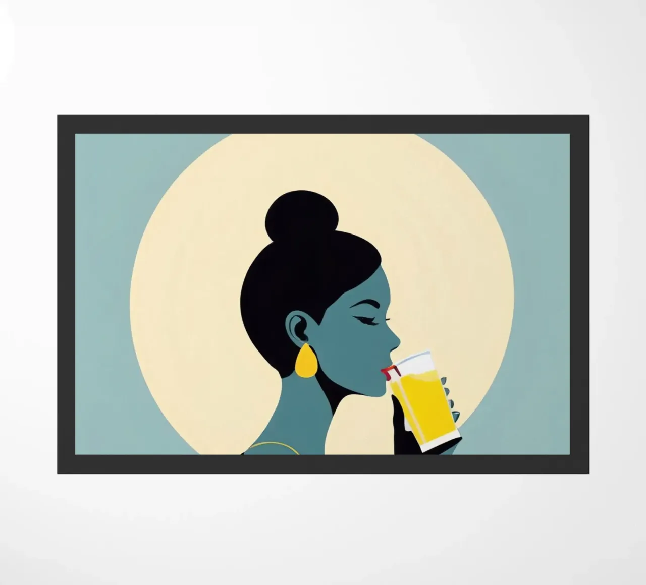 Sunlit Sip - Donna minimalista retro con limonata zerbino da Maison Solis