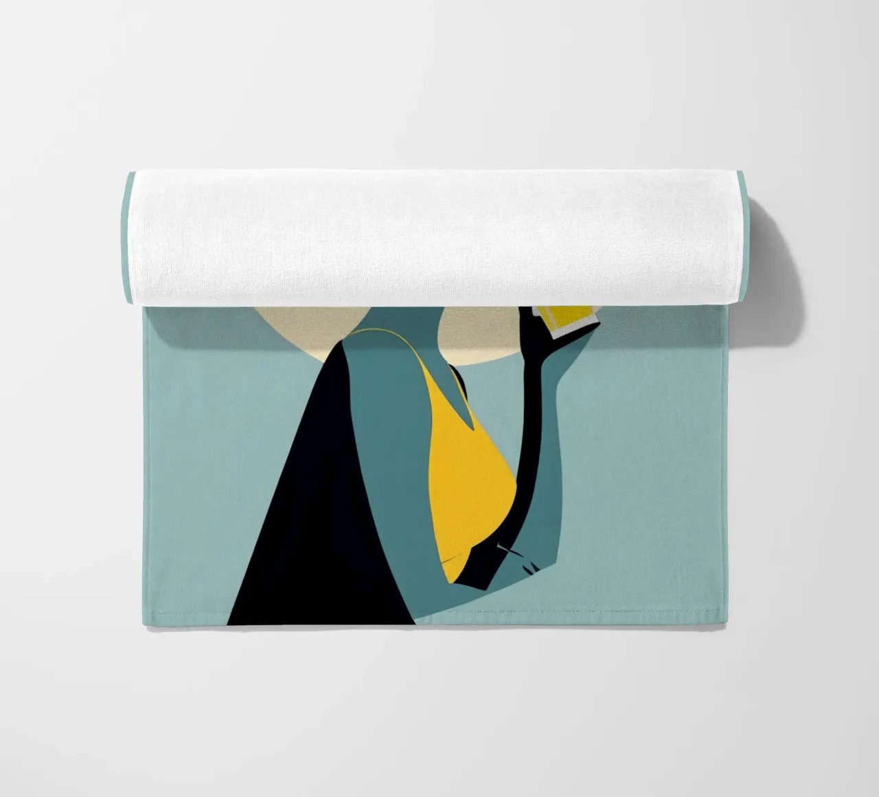 Sunlit Sip - Donna minimalista retro con limonata telo mare da Maison Solis