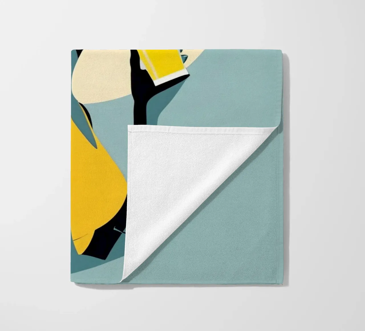 Sunlit Sip - Donna minimalista retro con limonata telo mare da Maison Solis