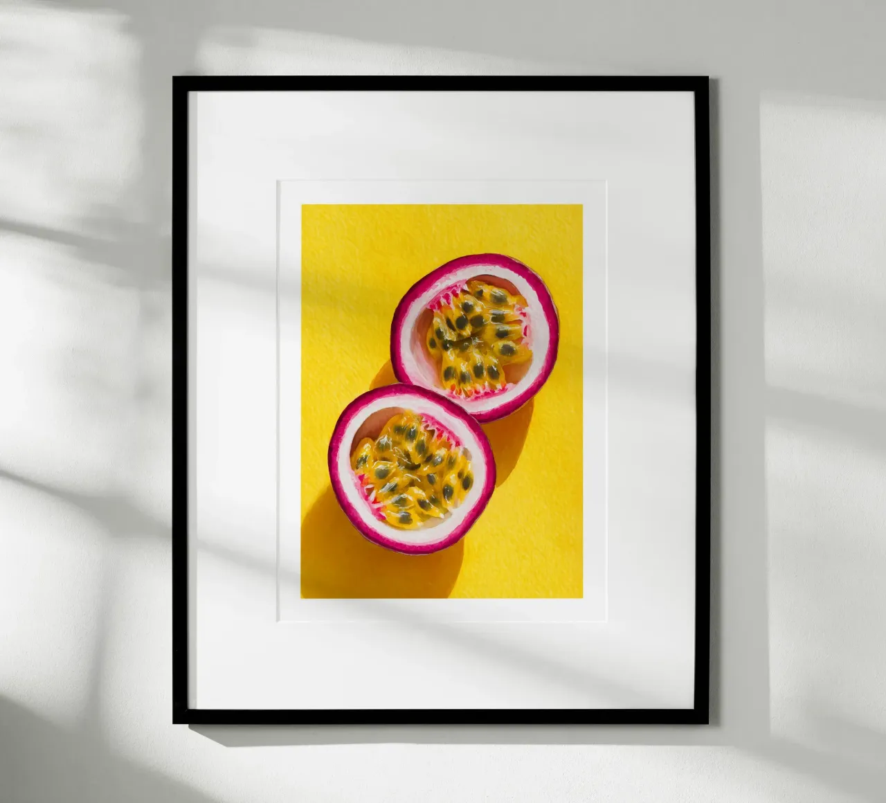 Passion Fruit Halves on Sunshine Yellow poster by Spice & Spoon Studio