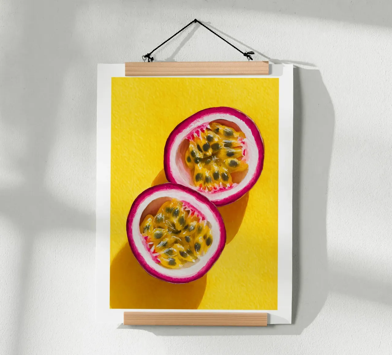 Passion Fruit Halves on Sunshine Yellow poster by Spice & Spoon Studio