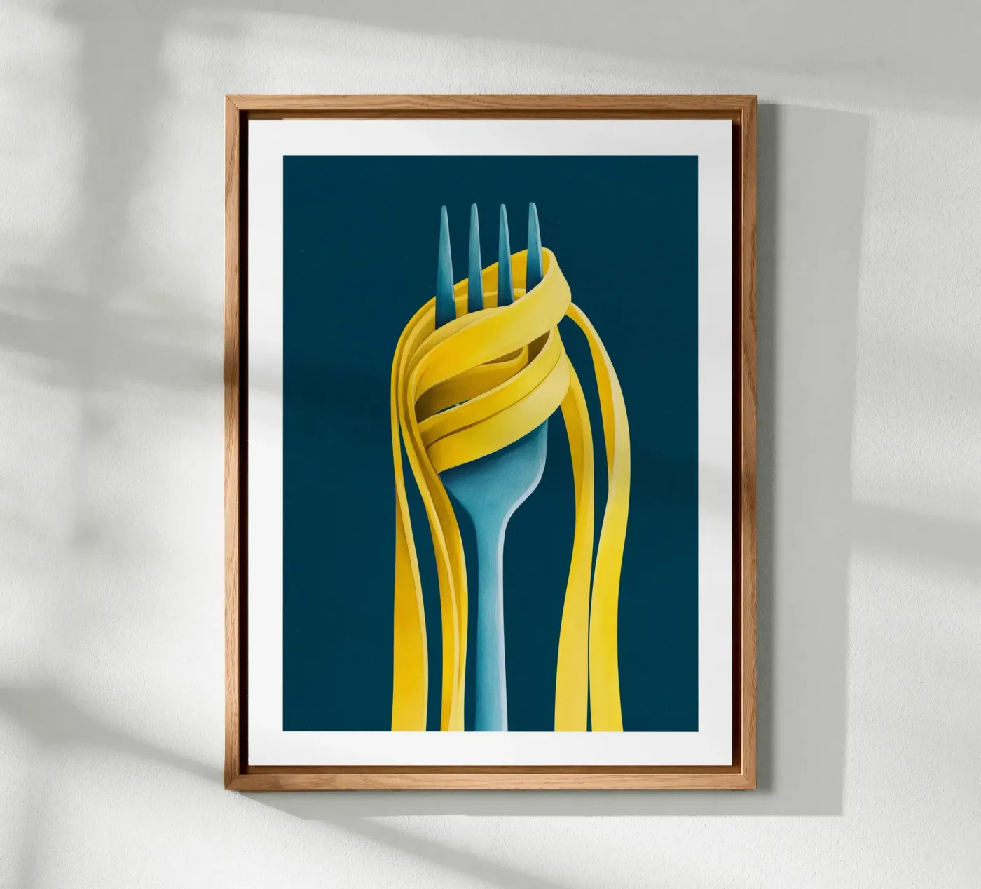 Yellow Pasta on Blue Fork Forex-Platte von Spice & Spoon Studio