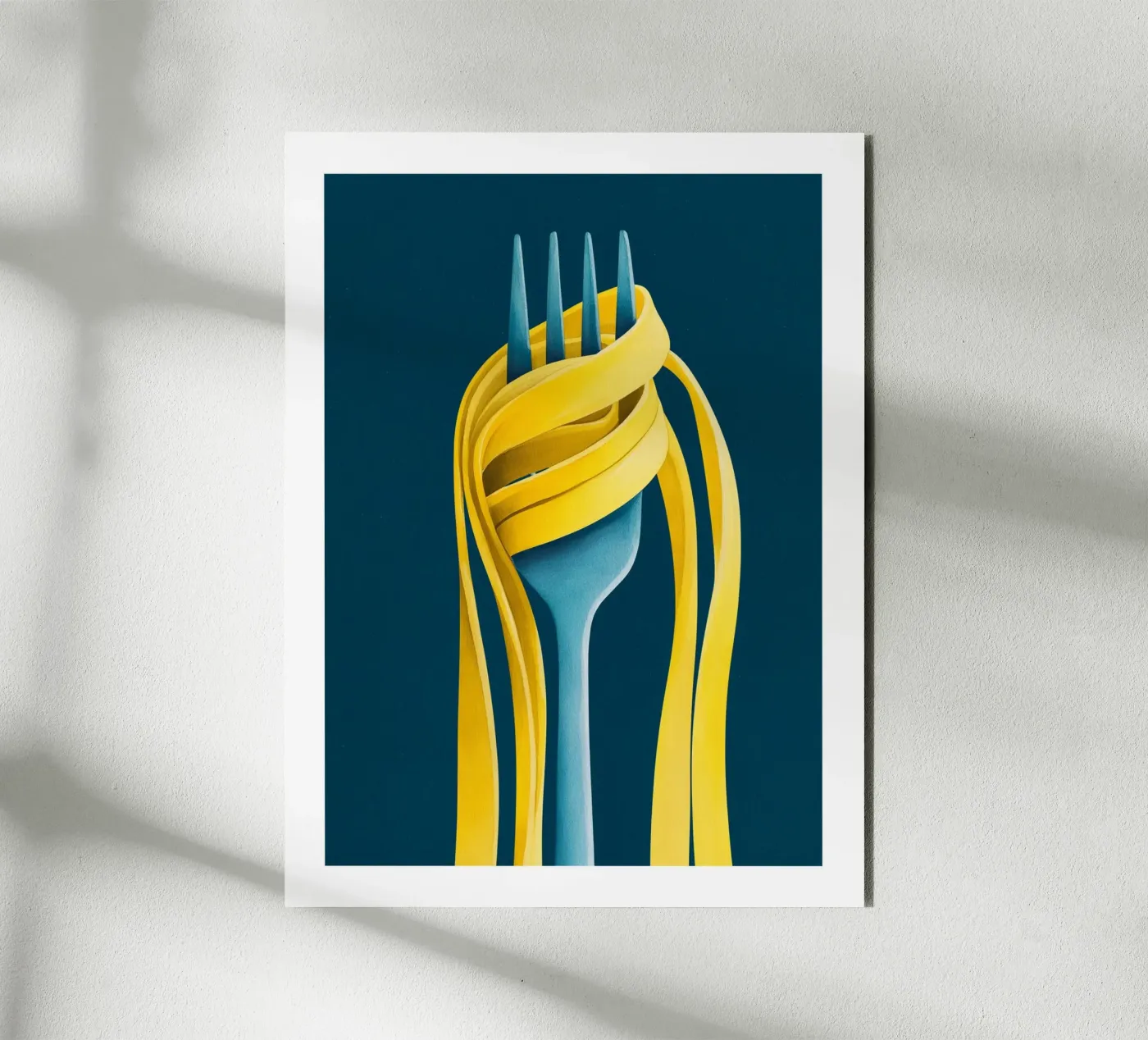 Yellow Pasta on Blue Fork Forex-Platte von Spice & Spoon Studio