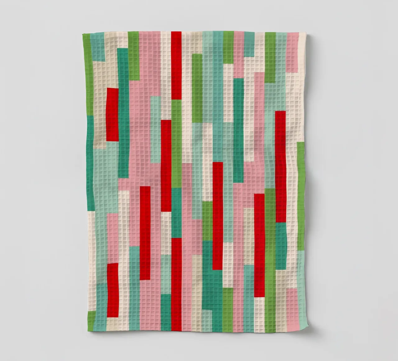 Motif de rayures de Noël Mid-Mod - Rouge, vert et sarcelle festifs torchon de Dominique Vari Christmas