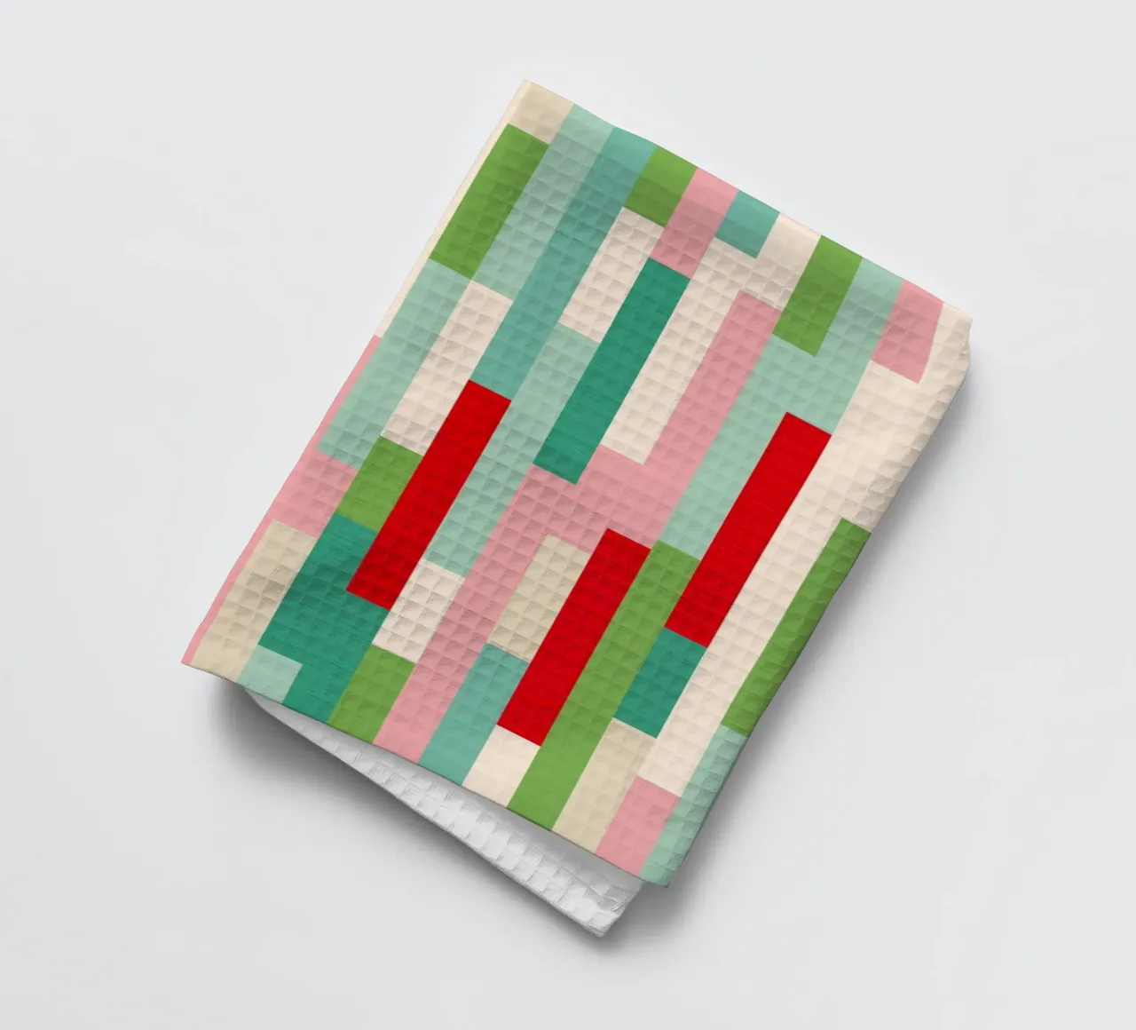 Motif de rayures de Noël Mid-Mod - Rouge, vert et sarcelle festifs torchon de Dominique Vari Christmas